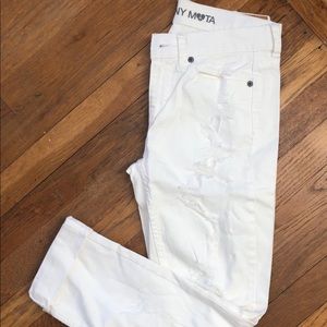 White Destroyed Boyfriend Jeans